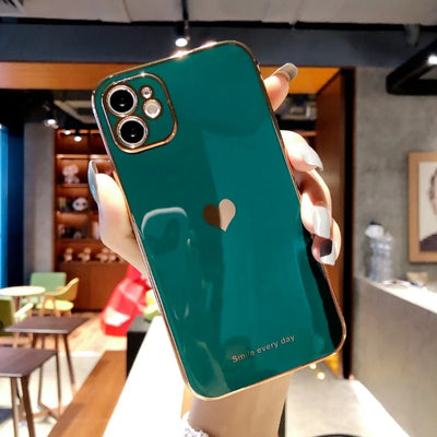 Electroplated Love Heart Phone Case iPhone Compatibility Electroplated love heart iPhone case, stylish and protective.