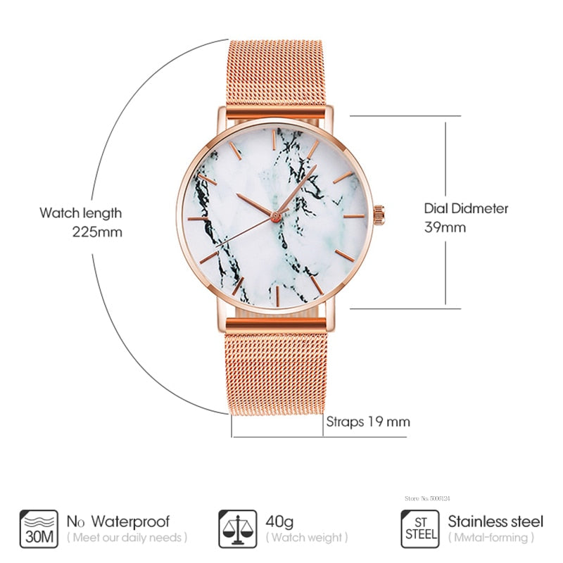 Rose Gold Marble Women Watch