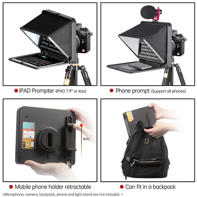 TC7 Folding Portable Mobile Phone Large Screen Teleprompter